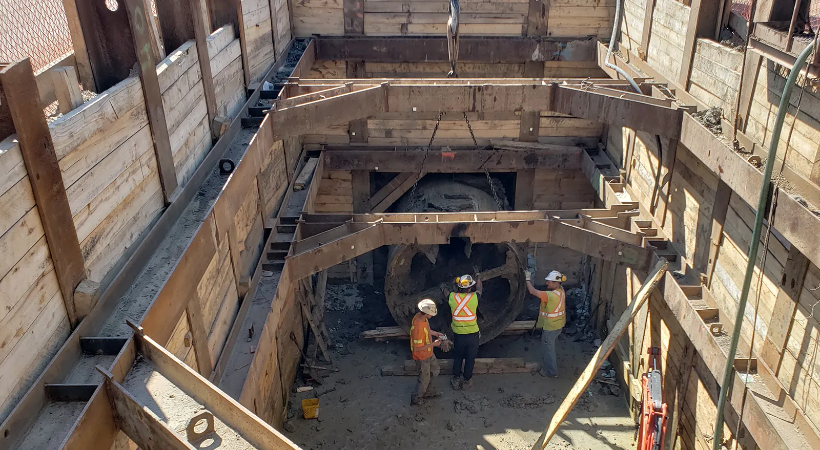 Construction workers working on concrete forms